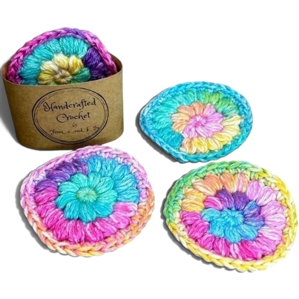 Handcrafted Crochet Scrubbies Faceâ Round Makeup Remover Set Cotton Yarn
